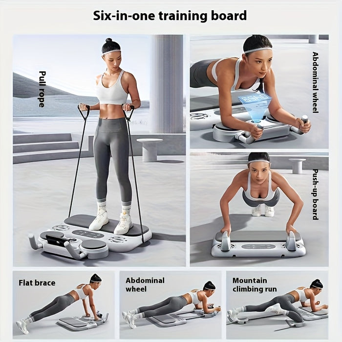 6-in-1 Abdominal Trainer – Multi-Functional Ab Board & Auto-Rebound Wheel