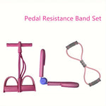 3pcs Yoga Resistance Band Set – Sit-Up Band, 8-Shape Tube & Thigh Trainer
