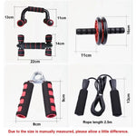 7in1 Abdominal Wheel Ab Roller Resistance Bands Push-Up Bar Jump Rope Grip Strength Exercise Home Gym Fitness Muscle Trainer