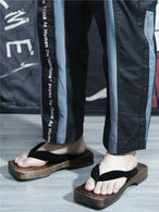 Man Slipper 2021 Summer Flip Flops Cosplay Japanese Samurai Geta Slippers Wood Clogs Sandals Thick Bottom Platform Sandals