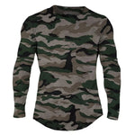 Gym Fitness T-shirt Men Casual Long Sleeve Cotton Shirt Male Camouflage Tee Tops Autumn Running Sport Workout Clothes Apparel