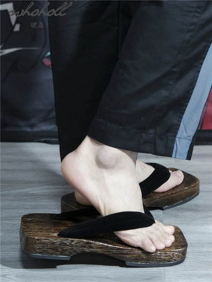 Man Slipper 2021 Summer Flip Flops Cosplay Japanese Samurai Geta Slippers Wood Clogs Sandals Thick Bottom Platform Sandals