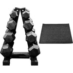 Rubber Coated Hex Dumbbell Weight Set and Storage Rack, Multiple Packages,12.87"D x 13.23"W x 21.14"H