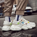 INS Hot Sales Men's Chunky Sneakers Women Leather Leisure Sports Shoes Thick Sole Dads Shoes Fashion Walking Shoes Male Footwear