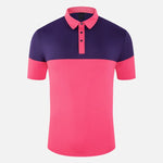 Men Patchwork Short Sleeve Golf Shirt Male Breathable Anti-sweat Workout T-shirt Men Turn Down Collar Sport Tops Casual Apparel