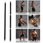 Pilates Bar Kit with Resistance Bands Set Gym Elastic Bands for Workout Stackable Up to 500LBS 3-Section Detachable Workout Bar