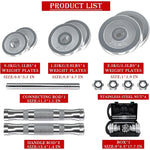 Fitness Dumbbells Set, Adjustable Weight Sets up to 44/66Lbs, with Metal Connecting Rod Used As Barbell, Chromed Weights,