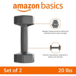 Amazon Basics Vinyl Coated Hexagon Workout Dumbbell Hand Weight, Set of 2