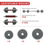 20.5-65.5lbs Adjustable Barbell Set, 2 in 1 Weight Dumbbell Set, Multifunction Free Weights Dumbbell Barbell Set
