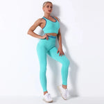 Fitness Sports Suits Yoga Bra High Waist Running Leggings Workout Pants Womens GYM Clothing Apparel