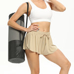 Gym Dress Women Summer Yoga Shorts Sports Skirt for Comfortable Fabric Pocket Design Sexy Butterfly Skirt Athletics Apparel 2in1