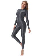 Women Oil Glossy Stretchy Two-piece Set Sport Tracksuit Yoga Outfit Long Sleeve Tank Top T-shirt with Pants Leggings Swimwear