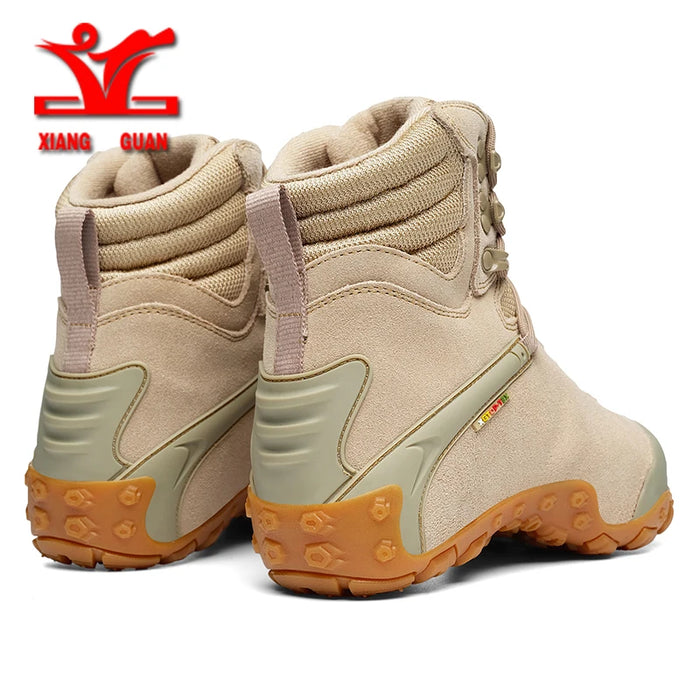 XIANGGUAN Men's Sports Tactical Boots Outdoor High Top Hiking Shoes Wear-Resistant Camping Sneakers Waterproof Women Footwear