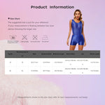 Women Glossy High Cut Backless Sleeveless Bodycon Romper Mid Waist Elastic Waistband Shorts Yoga Sports Fitness Swimming Costume