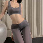 Women Sexy Pants Tops Set Smooth Open Crotch Yoga Pants Underwear Stockings Tight Fit Crotchless Seductive Erotic Lingerie Suits