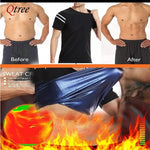 Qtree Men Slimming Sauna Jacket Hot Thermo Fat Burner Sweat Compression Vest Short-sleeved Body Shaper Weight Loss Waist Trainer
