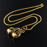 2023 new vintage fitness boxing gloves titanium steel necklace punk pendant car suspension pendant decoration