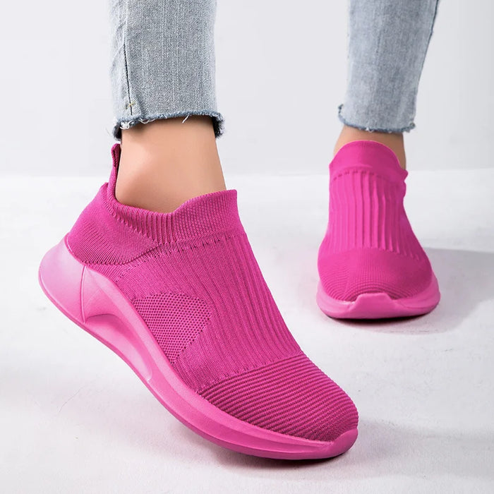 Hot Sale Pink Casual Sneakers Women Men Sock Running Shoes Breathable Women's Sports Sneaker Outdoor Tennis Men Slip-On Footwear