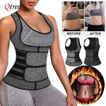 Qtree Waist Trainer Corset Neoprene Sweat Sauna Vest Women Weight Loss with Zipper and Waist Trimmer Belt Slimming Body Shaper
