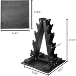 Rubber Coated Hex Dumbbell Weight Set and Storage Rack, Multiple Packages,12.87"D x 13.23"W x 21.14"H