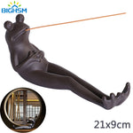 Frog Incense Stick Holder Ceramic Insence Burner Ash Catcher, Incense Stand Frog Sculpture Ornament for Aromatherapy/Yoga