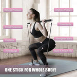 Pilates Bar Kit with Resistance Bands Set Gym Elastic Bands for Workout Stackable Up to 500LBS 3-Section Detachable Workout Bar
