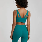 2PCS Workout Sets Womens Nylon Yoga Set Women Gym Sports Bras Crop Tops Yoga Biker Shorts Fitness Running Clothing Gym Clothes
