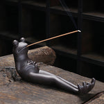 Frog Incense Stick Holder Ceramic Insence Burner Ash Catcher, Incense Stand Frog Sculpture Ornament for Aromatherapy/Yoga
