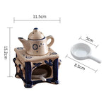 YXYMCF Vintage Tea Warmer Incense Burner Ceramic Aroma Diffuser Essential Oil Lamp Optional Candle Holder for Home Decor Stove