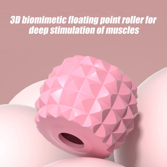 3D biomimetic floating point roller for deep stimulation of muscles, part of the 360 Muscle Roller Massager.