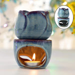 Blue Ceramic Oil Burner Wax Melt Essential Oil Holder for SPA Yoga Aromatherapy