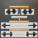 Weights Dumbbells Set, Adjustable Dumbbell Sets 22Lbs 44Lbs 66Lbs 88Lbs with Solid Steel, Barbell Free Weight Set with Connector