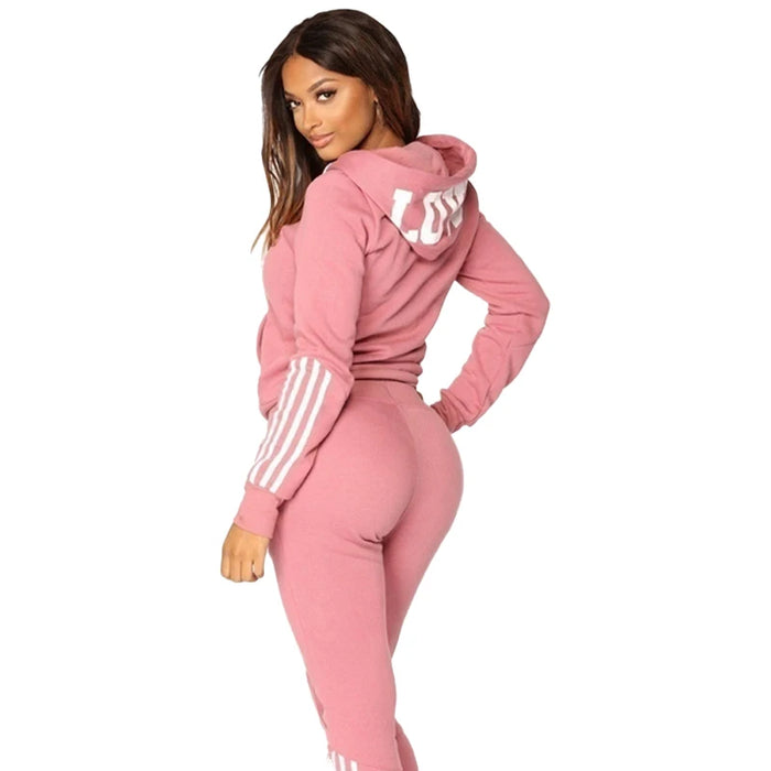 Womens Striped Tracksuit 2 Piece Outfits Casual Long Sleeve Full Zip Jacket and Pants Sport Set Sweatsuits