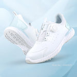 Ttygj Women Golf Shoes Knob Buckle Waterproof Sports Shoes Non Slip Casual Microfiber Leather Sneakers Breathable Footwear