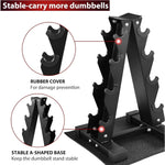 Rubber Coated Hex Dumbbell Weight Set and Storage Rack, Multiple Packages,12.87"D x 13.23"W x 21.14"H