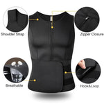 MrifDila Sweating Sauna Vest for Waist Trainer Men's Zipper Neoprene Tank Top Adjustable Sauna Workout Zipper Suit Body Shaper