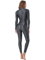 Women Oil Glossy Stretchy Two-piece Set Sport Tracksuit Yoga Outfit Long Sleeve Tank Top T-shirt with Pants Leggings Swimwear