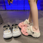 2024 New Sandal Slippers DIY Cute Cartoon Clogs Women Mules Summer Beach Sandals Cave Hole Female Garden Shoe For Students Girls