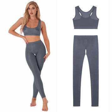 Women See Through Racer Back Vest Crop Top High Waist Open Crotch Long Hot Pants Lingerie   Yoga Suit Nightwear Dance Wear