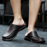 Shoes Men's Slippers EVA Slip on Flats Shoes Walking Men Half Slipper Comfortable Soft Household Sandals Size 40-47 2023