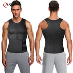 Qtree Sauna Sweat Jacket Men Compression Vest Body Shaper Tummy Control Waist Trainer Slimming Hot Neoprene Thermo Weight Loss