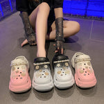 2024 New Sandal Slippers DIY Cute Cartoon Clogs Women Mules Summer Beach Sandals Cave Hole Female Garden Shoe For Students Girls
