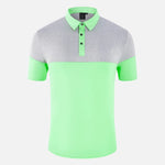 Men Patchwork Short Sleeve Golf Shirt Male Breathable Anti-sweat Workout T-shirt Men Turn Down Collar Sport Tops Casual Apparel