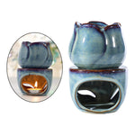 Blue Ceramic Oil Burner Wax Melt Essential Oil Holder for SPA Yoga Aromatherapy