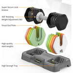 55 lbs Pair Adjustable Dumbbells Set, with Anti-Slip Fast Adjust Weight by Turning Handle,Black Dumbbell with Tray