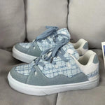 2023 Vintage Elegant Shoes for Women Casual Light Blue Fashion Niche Patchwork Sports Sneakers Platform Ladies Chic Footwear