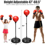 Boxing Ball Set, Punching Bag with Adjustable Height Standing Base, Boxing Punch Exercise Bag with Gloves and Hand Pump