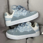 2023 Vintage Elegant Shoes for Women Casual Light Blue Fashion Niche Patchwork Sports Sneakers Platform Ladies Chic Footwear