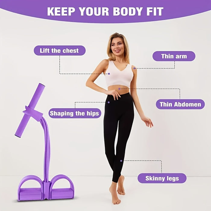 4-Tube Pedal Resistance Band – Full Body Home Workout & Muscle Toning Trainer