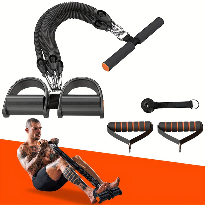 120lbs 4-Tube Pedal Puller – Multifunctional Resistance Band with Handles & Door Latch
